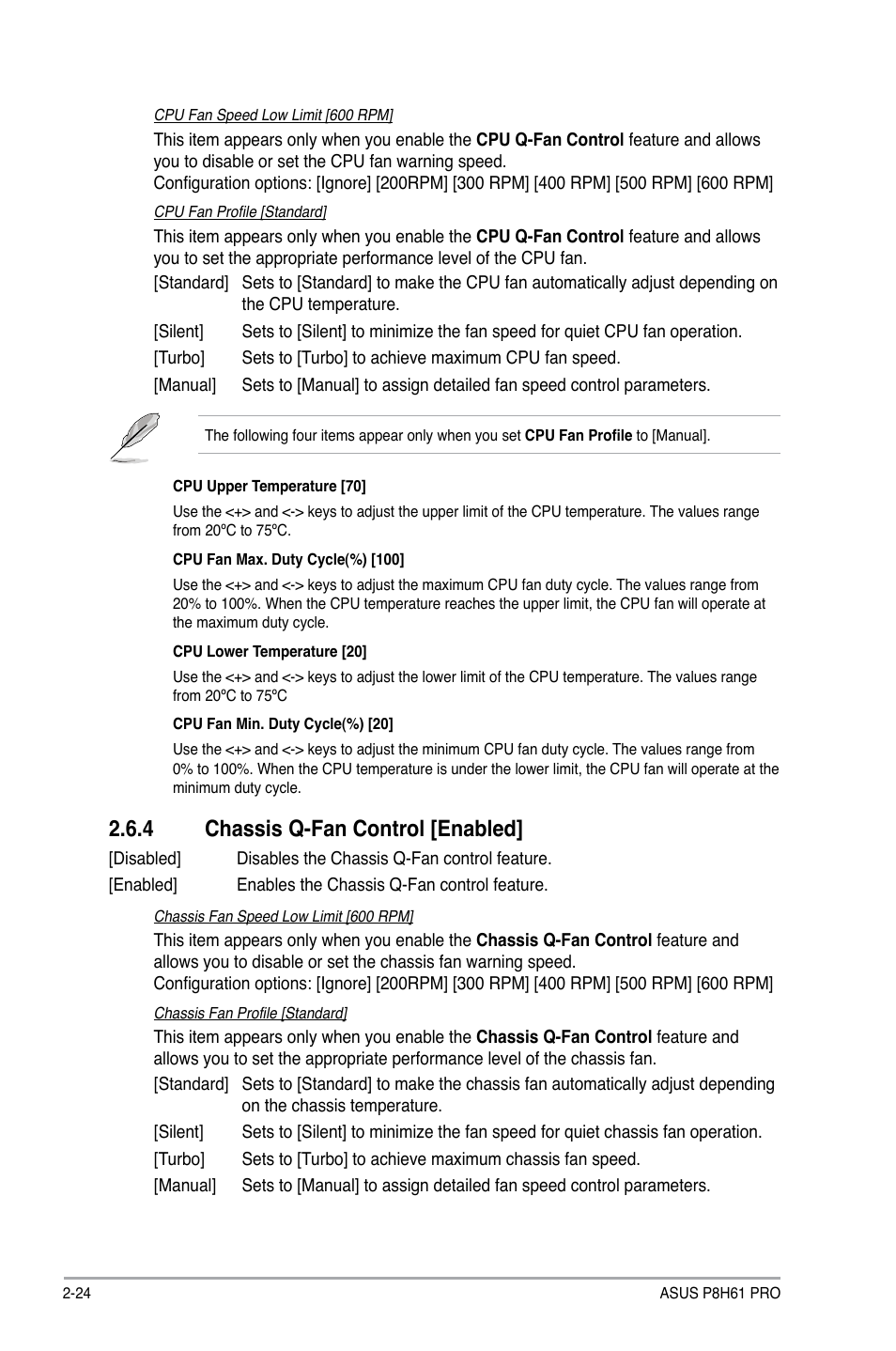 4 chassis q-fan control [enabled, Chassis q-fan control -24 | Asus P8H61 PRO User Manual | Page 66 / 74