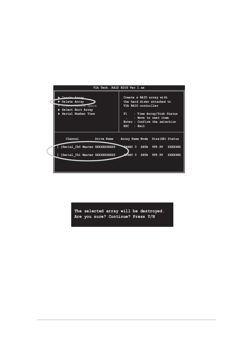 Delete array, Select boot array, Asus a8v deluxe motherboard 5-31 | Asus A8V Deluxe User Manual | Page 139 / 144