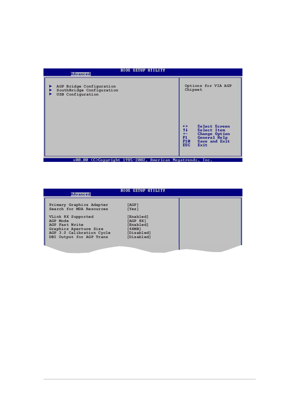 2 chipset, Agp bridge configuration, Primary graphics adapter [agp | Search for mda resources [yes, Vlink 8x supported [enabled, Asus a8v deluxe motherboard 4-21 | Asus A8V Deluxe User Manual | Page 87 / 144