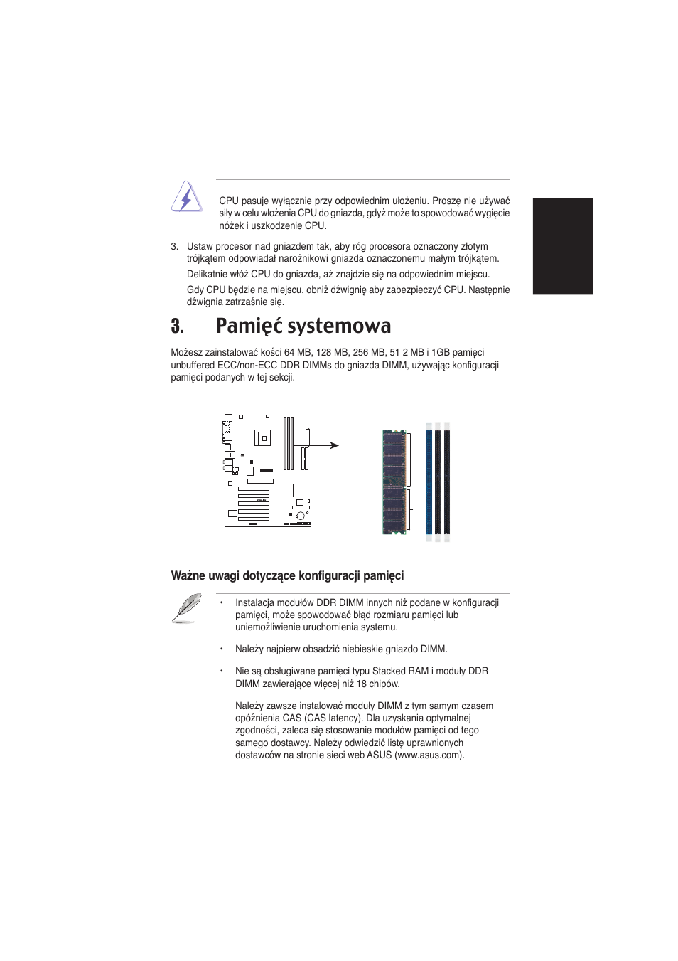 Pamięć systemowa | Asus K8N User Manual | Page 21 / 38