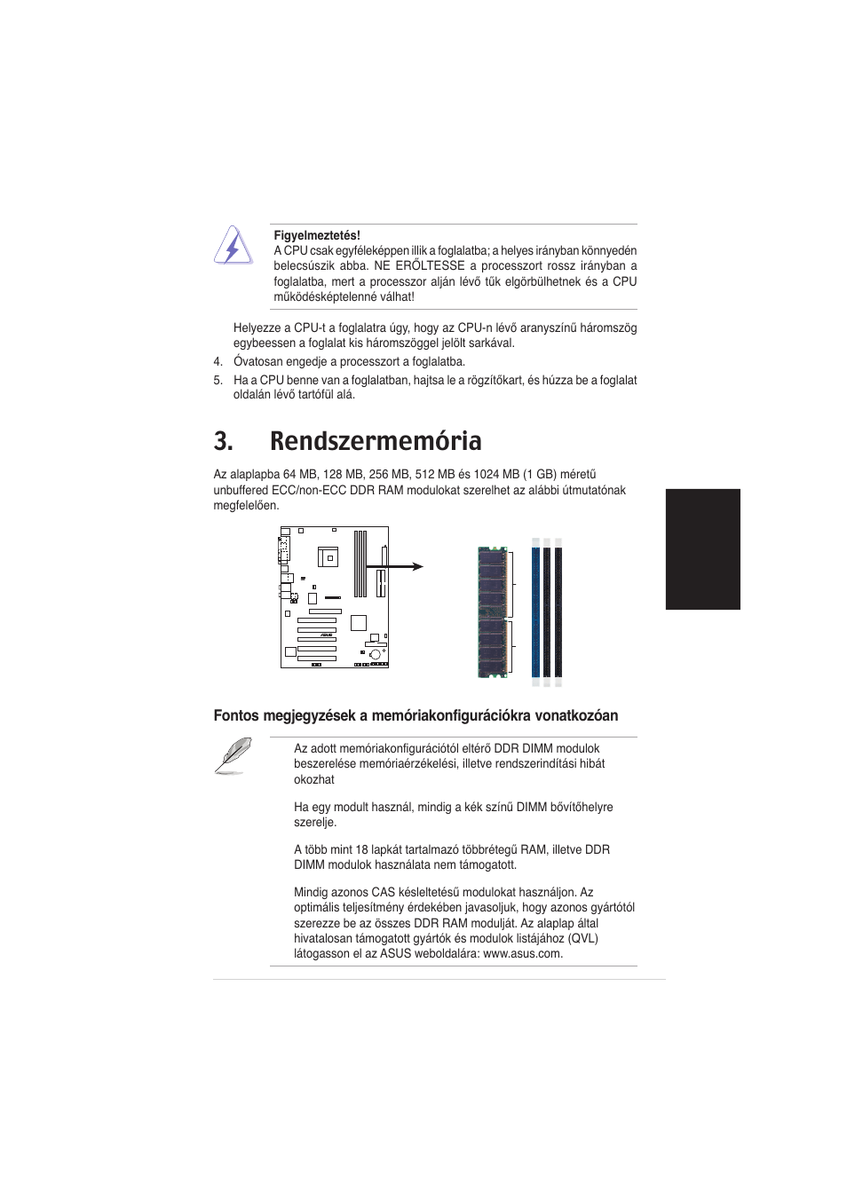 Rendszermemória | Asus K8N User Manual | Page 27 / 38