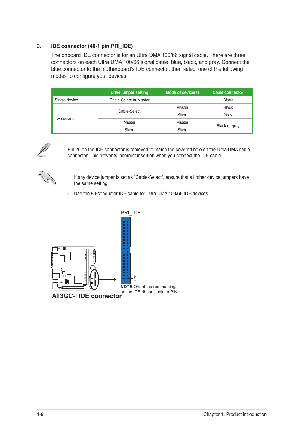 At3gc-i ide connector | Asus AT3GC-I User Manual | Page 18 / 38