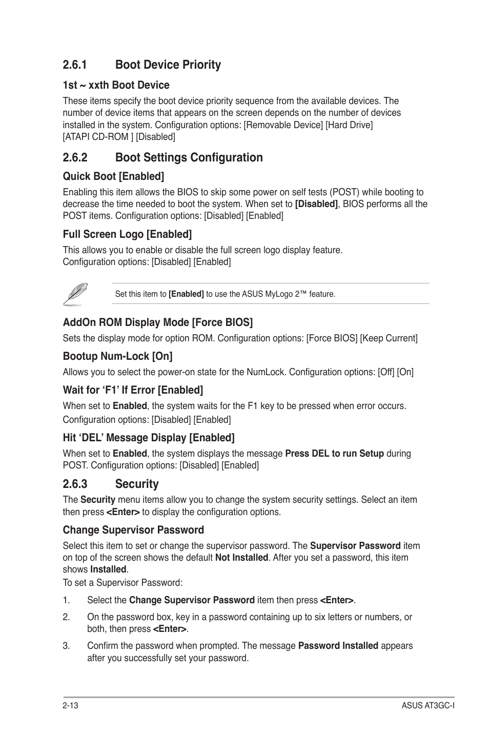 1 boot device priority, 2 boot settings configuration, 3 security | Asus AT3GC-I User Manual | Page 36 / 38