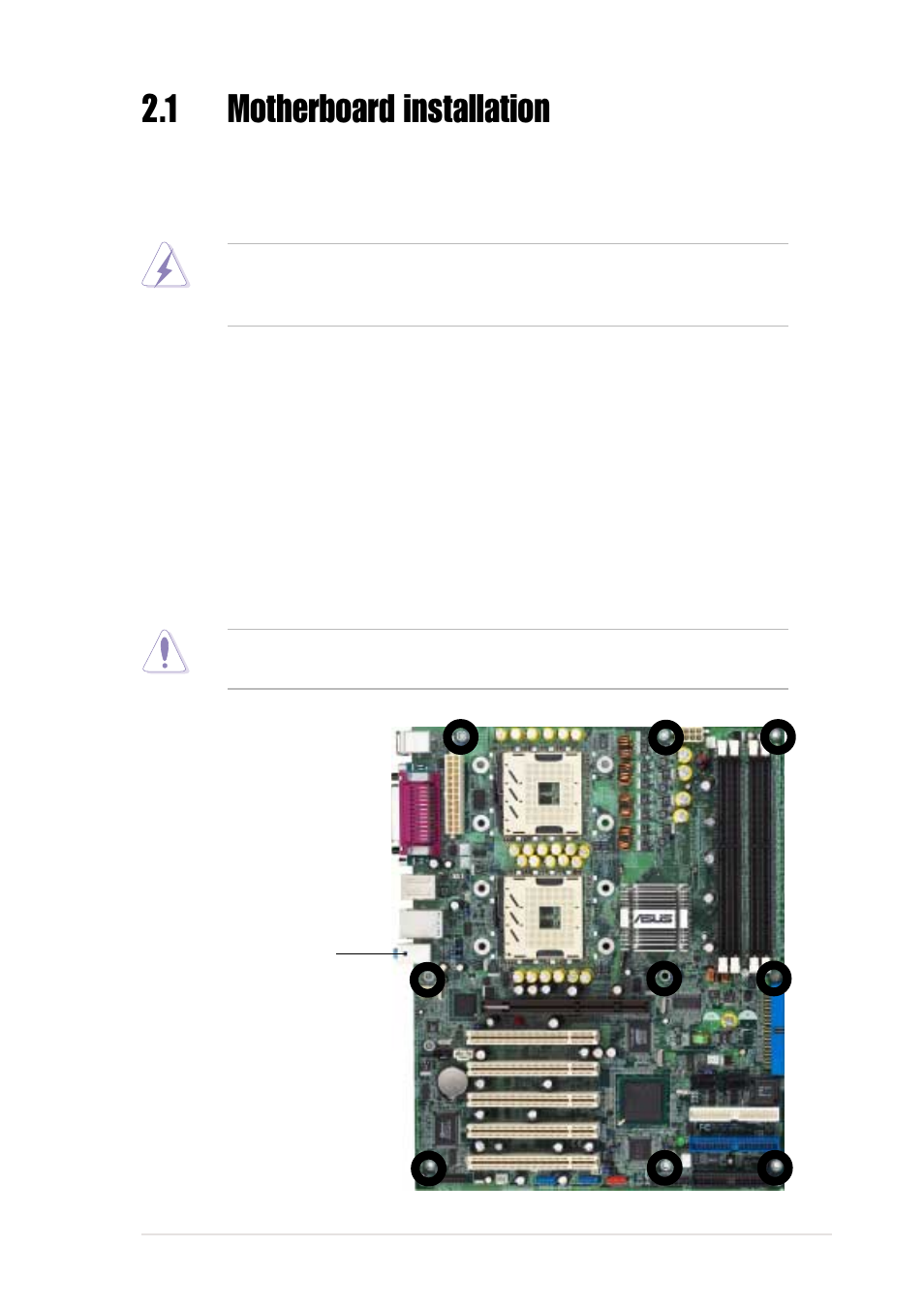 1 motherboard installation, 1 placement direction, 2 screw holes | Asus AP1720-E1 User Manual | Page 27 / 124