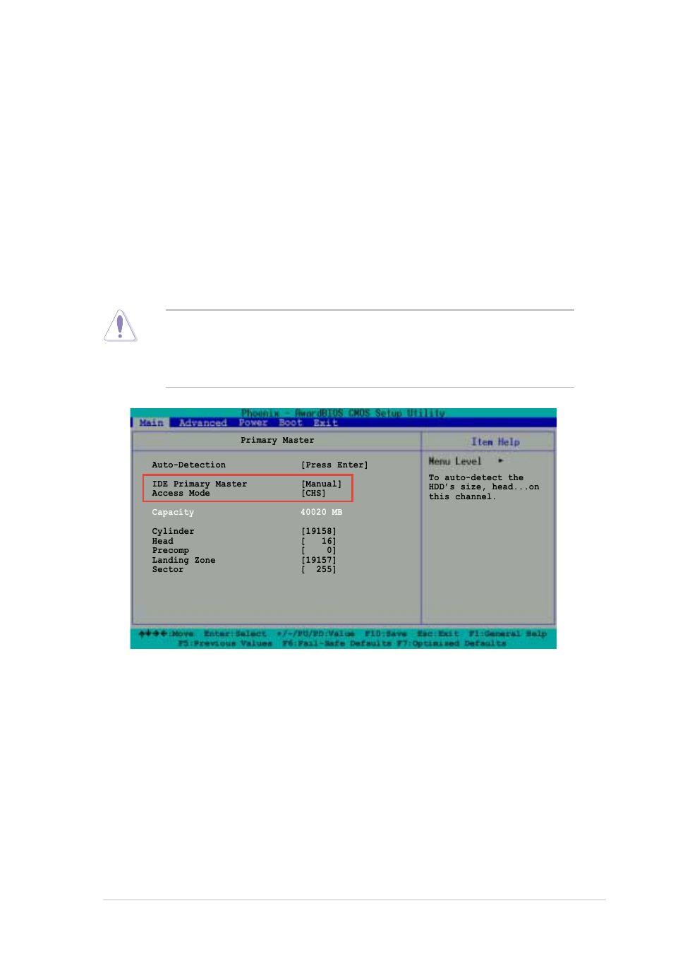 Manual hdd type selection, Cylinder, Head | Asus pc-dl deluxe motherboard 4-9 | Asus AP1720-E1 User Manual | Page 77 / 124