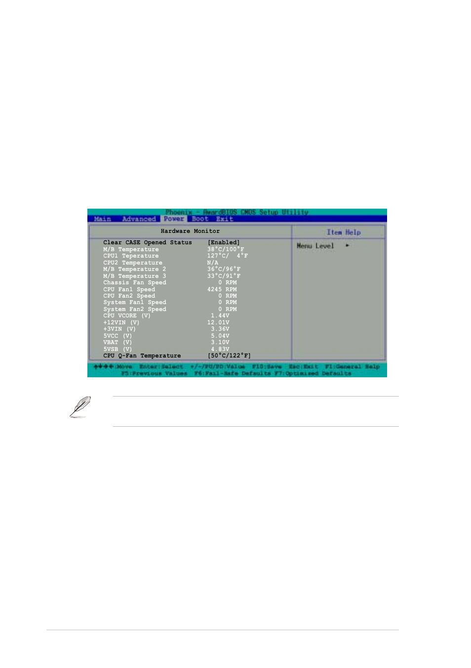 1 hardware monitor, Fdd, com, lpt port [disabled, Pci pirq[a-d]# [disabled | Clear case opened status [enabled, 26 chapter 4: bios setup | Asus AP1720-E1 User Manual | Page 94 / 124