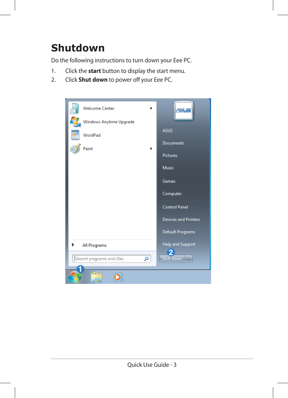 Shutdown | Asus Eee PC 1005HA User Manual | Page 3 / 8