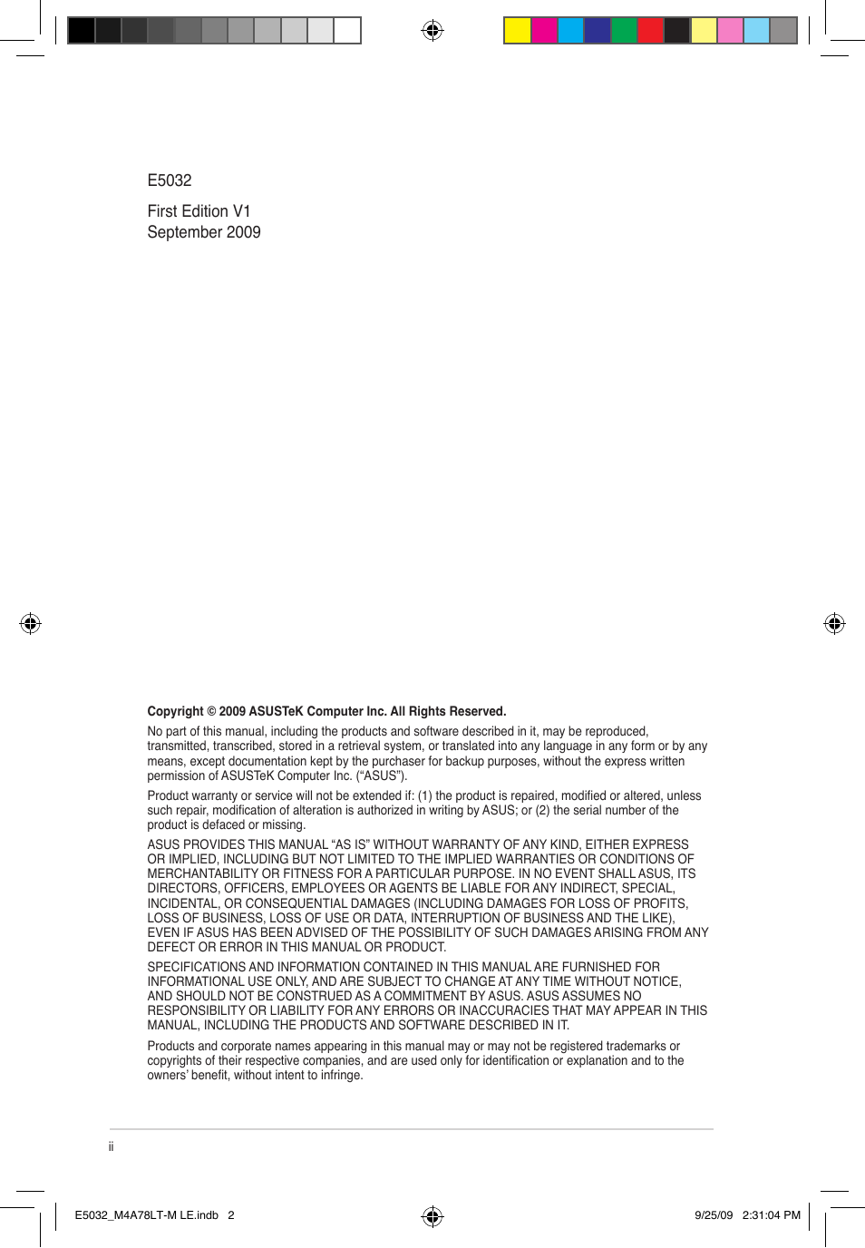 Asus M4A78LT-M LE User Manual | Page 2 / 62
