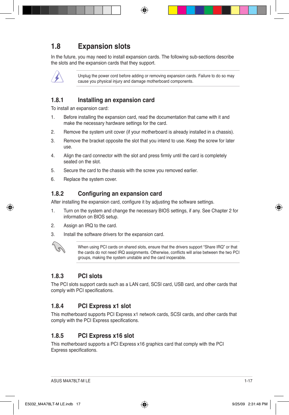 8 expansion slots | Asus M4A78LT-M LE User Manual | Page 27 / 62