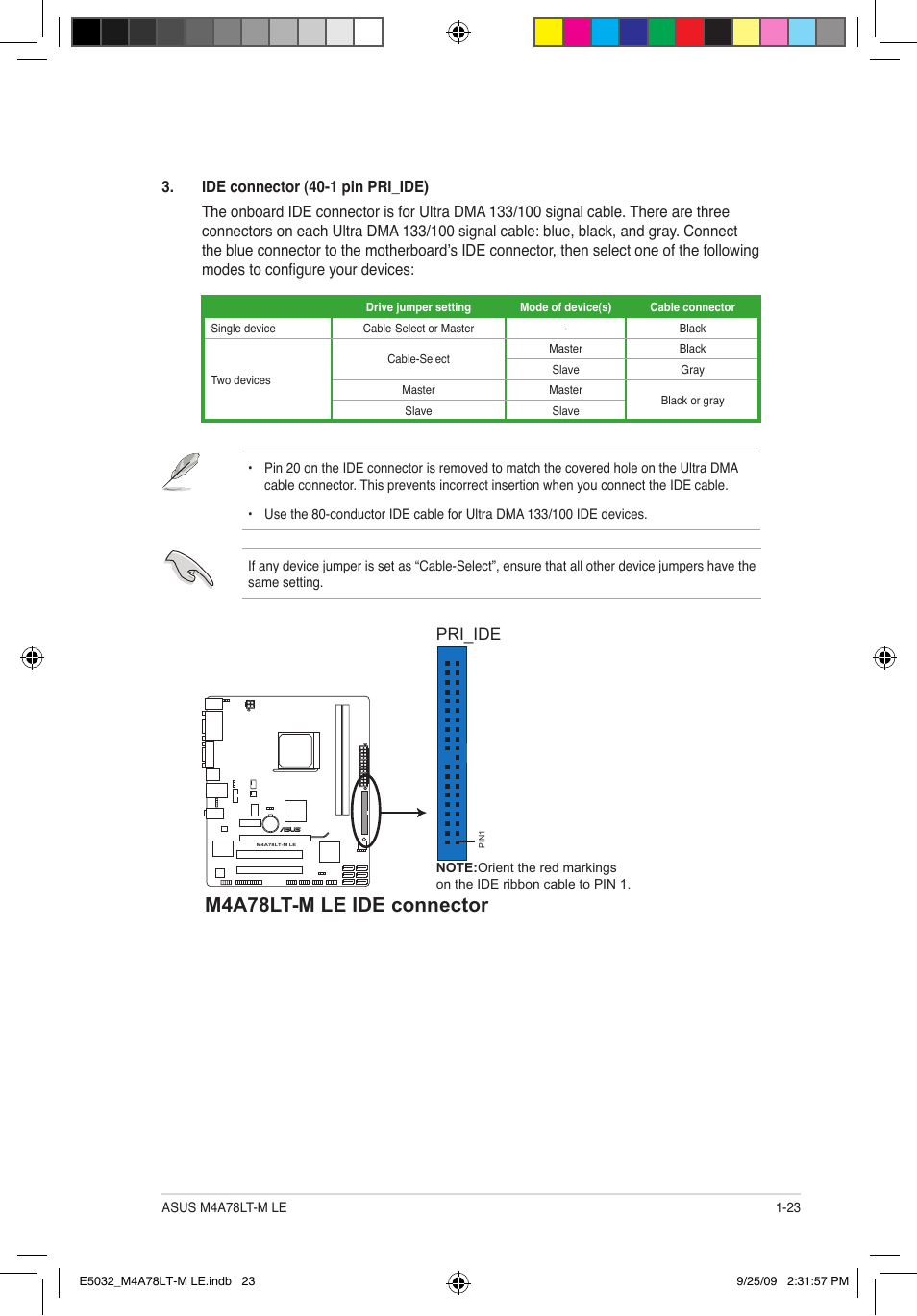 M4a78lt-m le ide connector, Pri_ide | Asus M4A78LT-M LE User Manual | Page 33 / 62