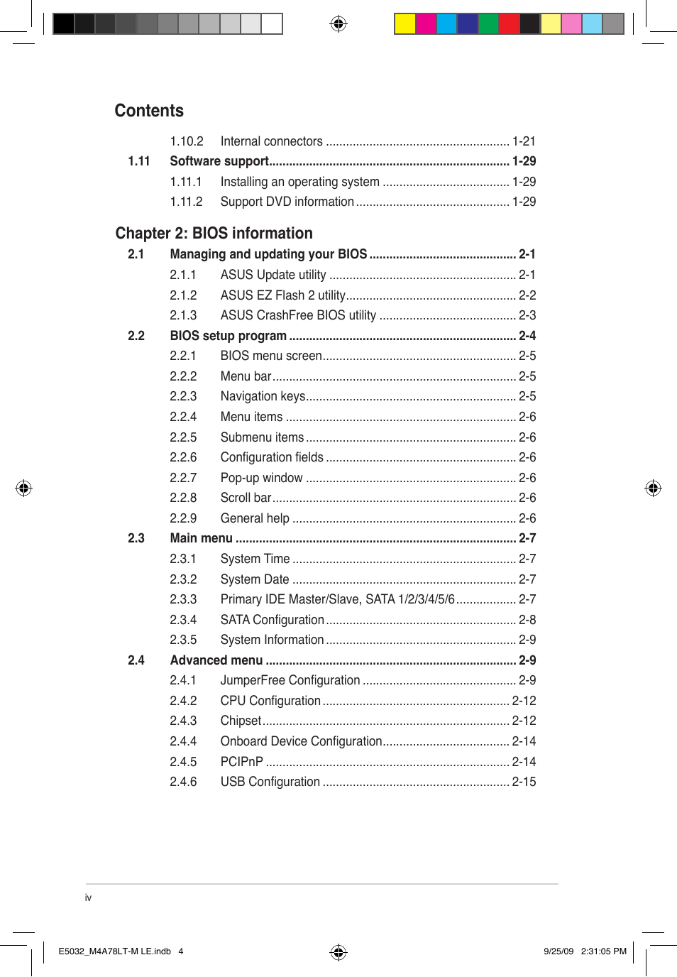 Asus M4A78LT-M LE User Manual | Page 4 / 62
