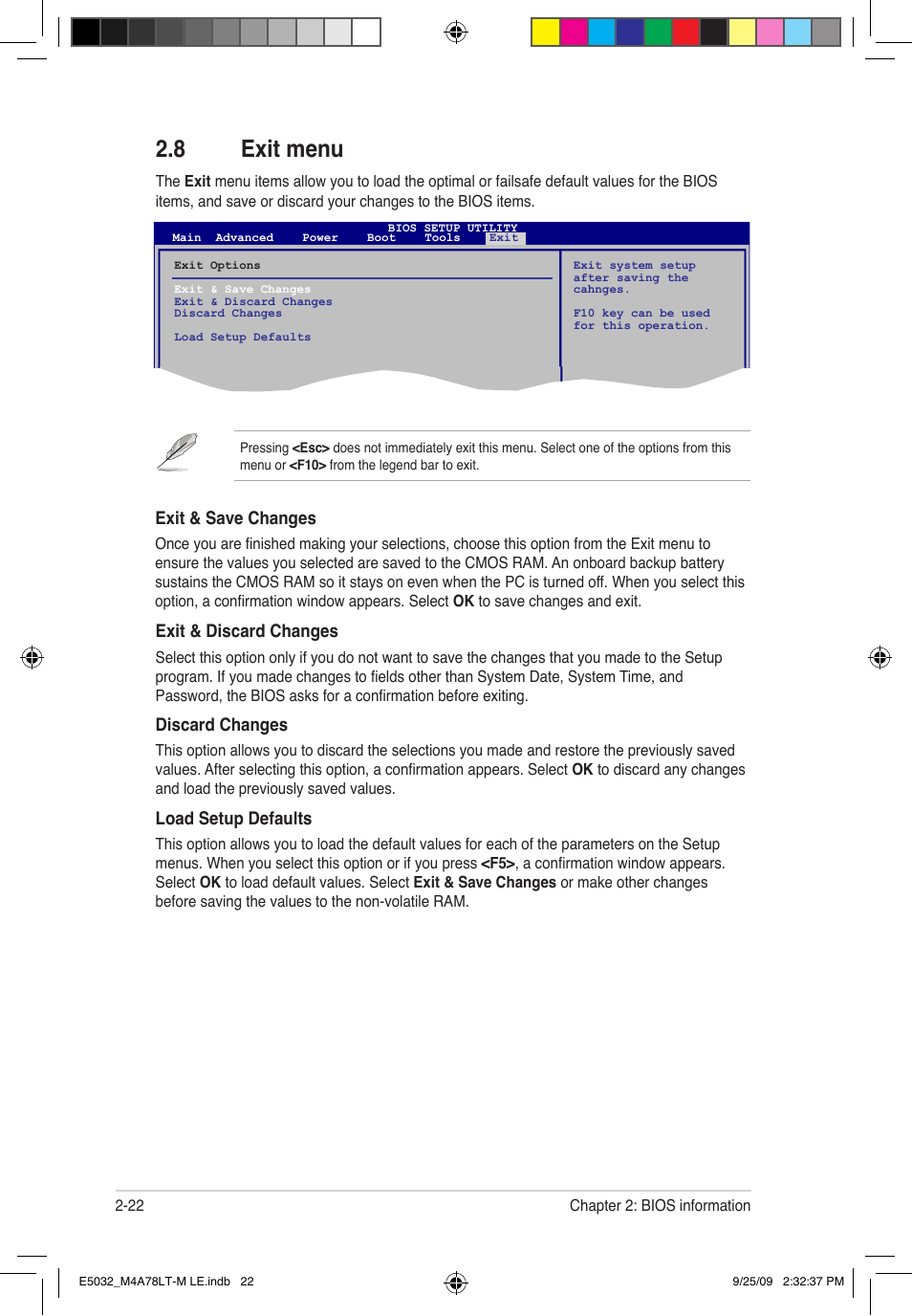 8 exit menu | Asus M4A78LT-M LE User Manual | Page 62 / 62
