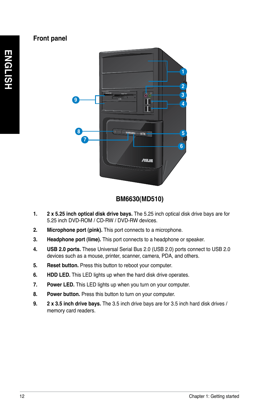 En gl is h en gl is h en gl is h en gl is h | Asus BP6230 User Manual | Page 12 / 99