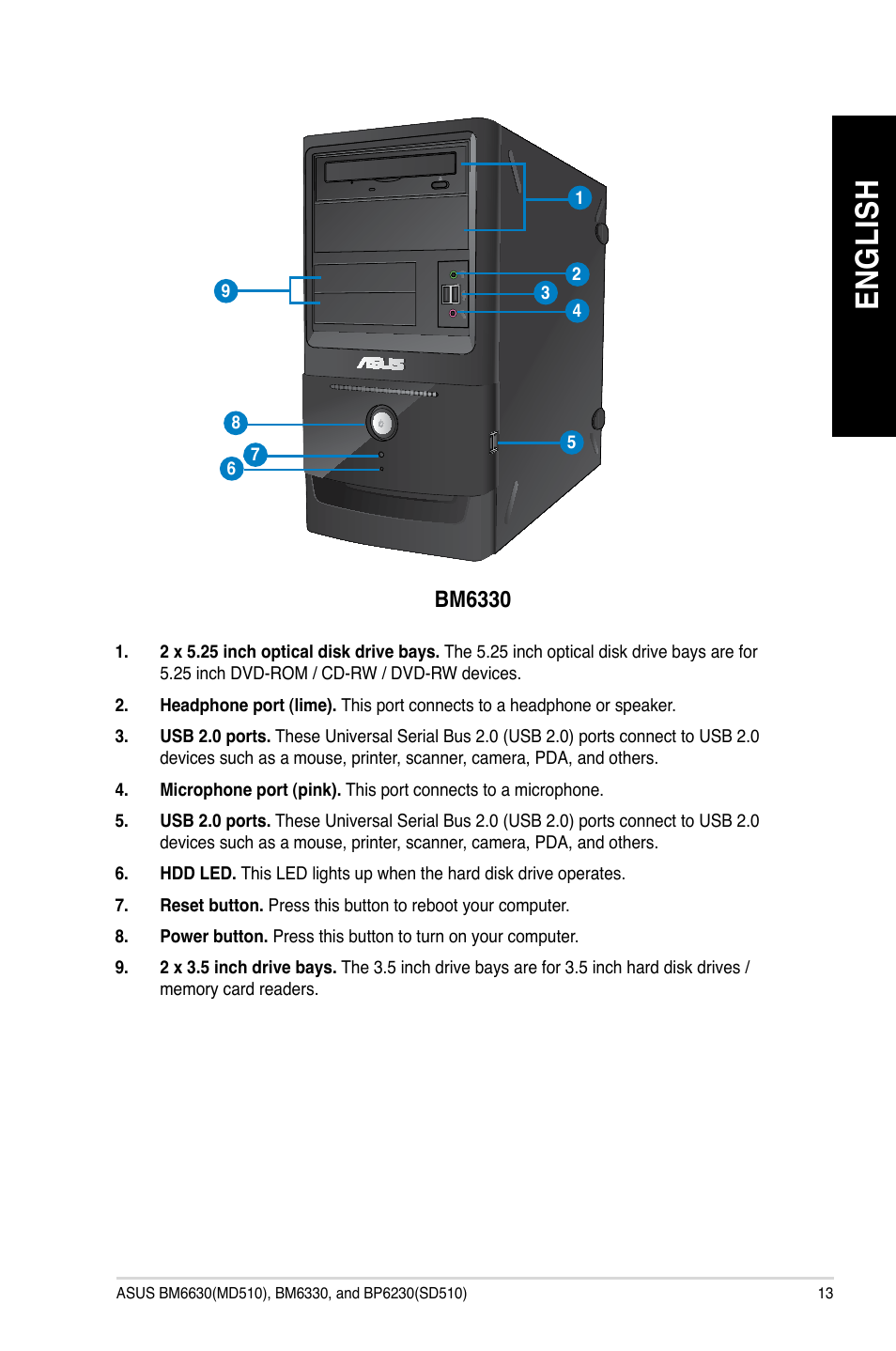 En gl is h en gl is h | Asus BP6230 User Manual | Page 13 / 99