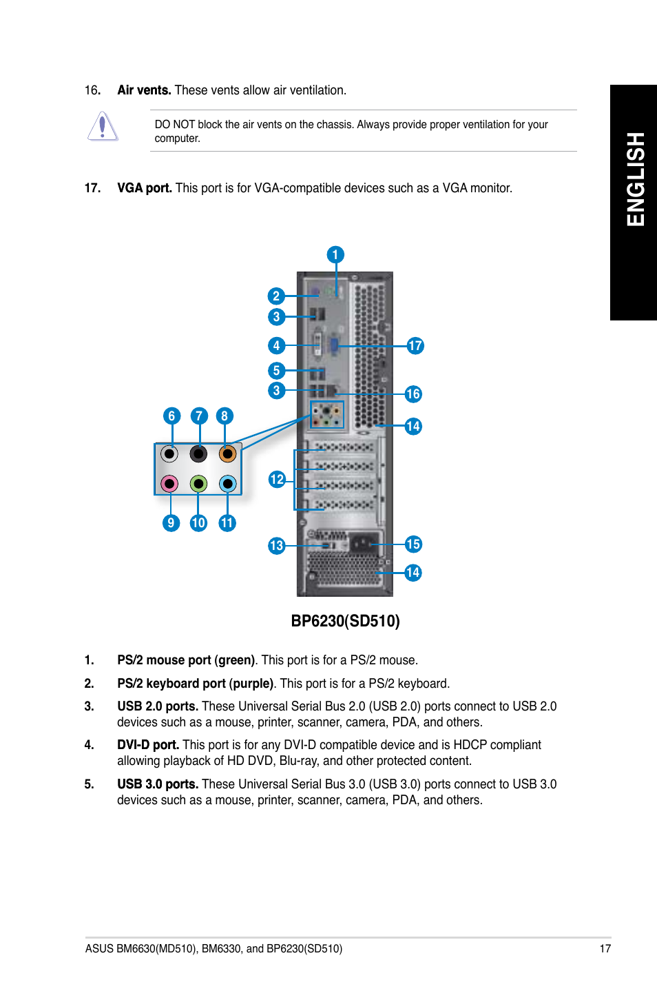 En gl is h en gl is h | Asus BP6230 User Manual | Page 17 / 99