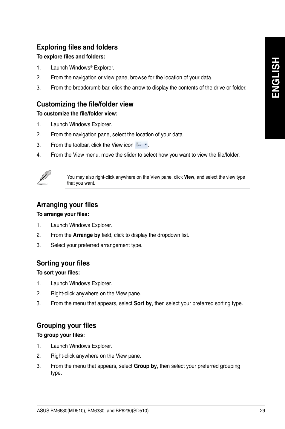 En gl is h en gl is h | Asus BP6230 User Manual | Page 29 / 99