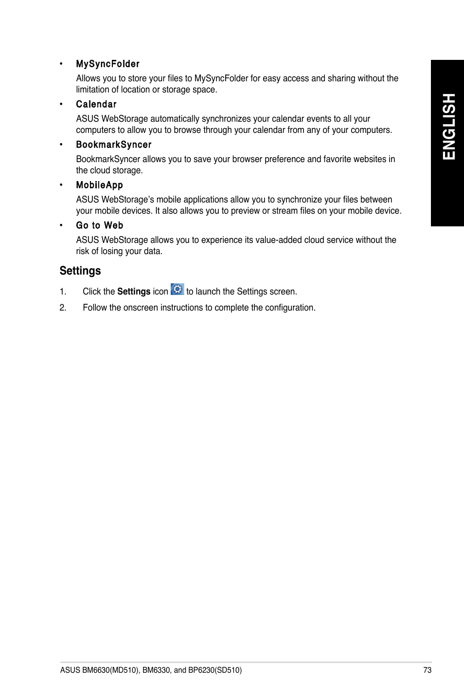 En gl is h en gl is h | Asus BP6230 User Manual | Page 73 / 99