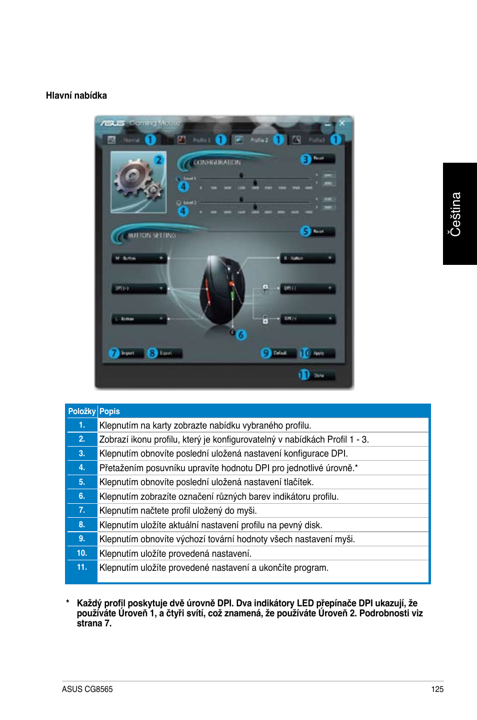 Čeština | Asus CG8565 User Manual | Page 125 / 410