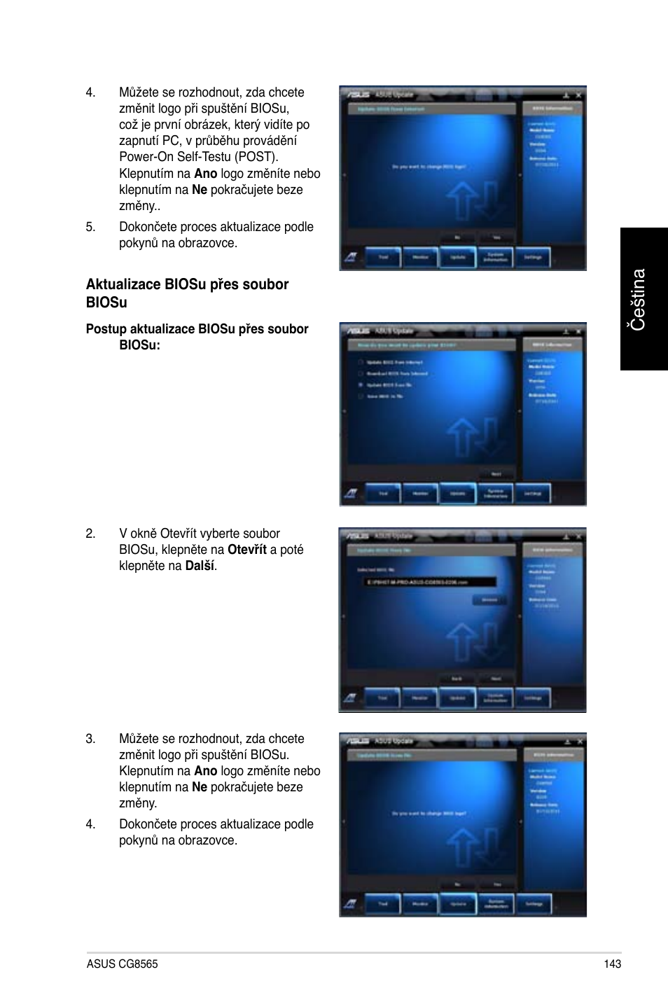 Čeština | Asus CG8565 User Manual | Page 143 / 410