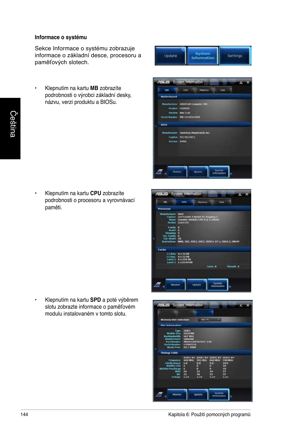 Čeština | Asus CG8565 User Manual | Page 144 / 410