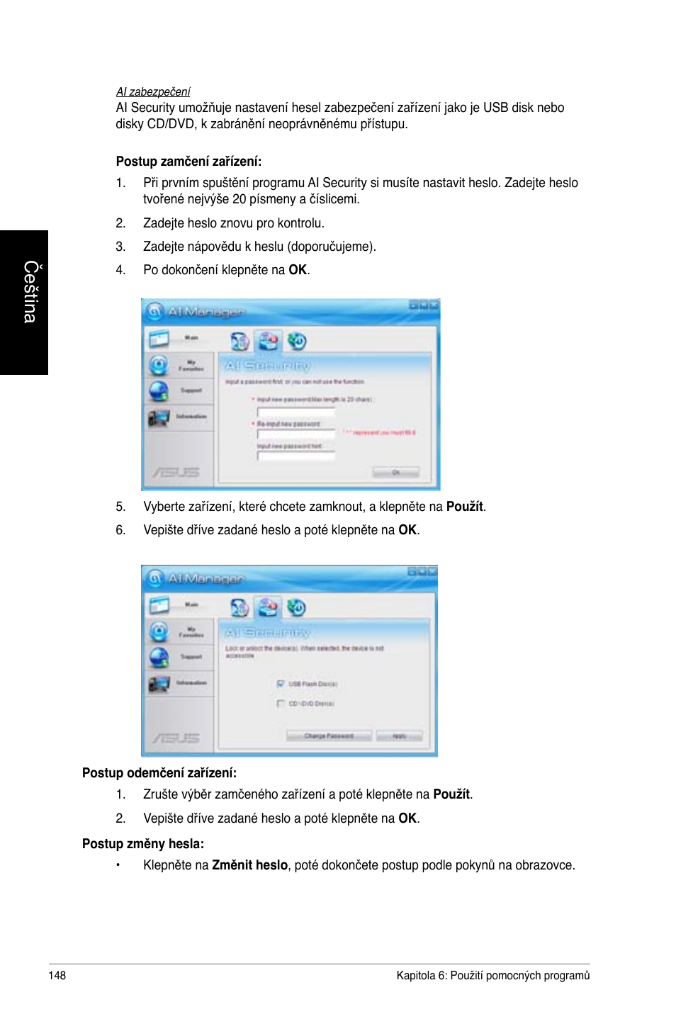 Čeština | Asus CG8565 User Manual | Page 148 / 410