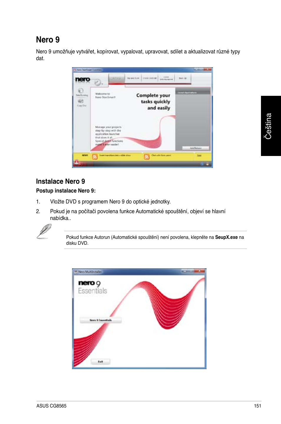 Nero 9, Čeština | Asus CG8565 User Manual | Page 151 / 410