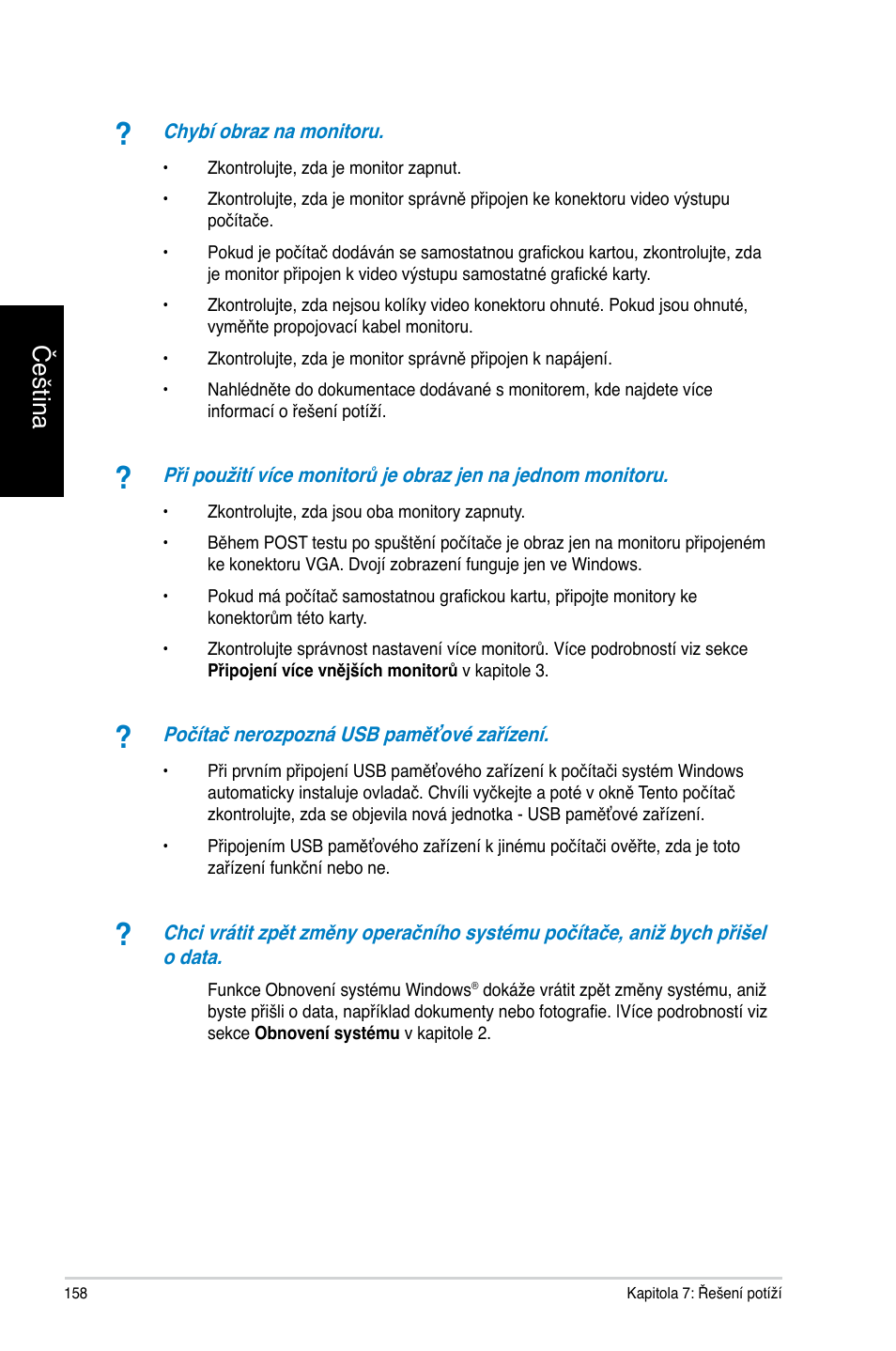 Čeština | Asus CG8565 User Manual | Page 158 / 410