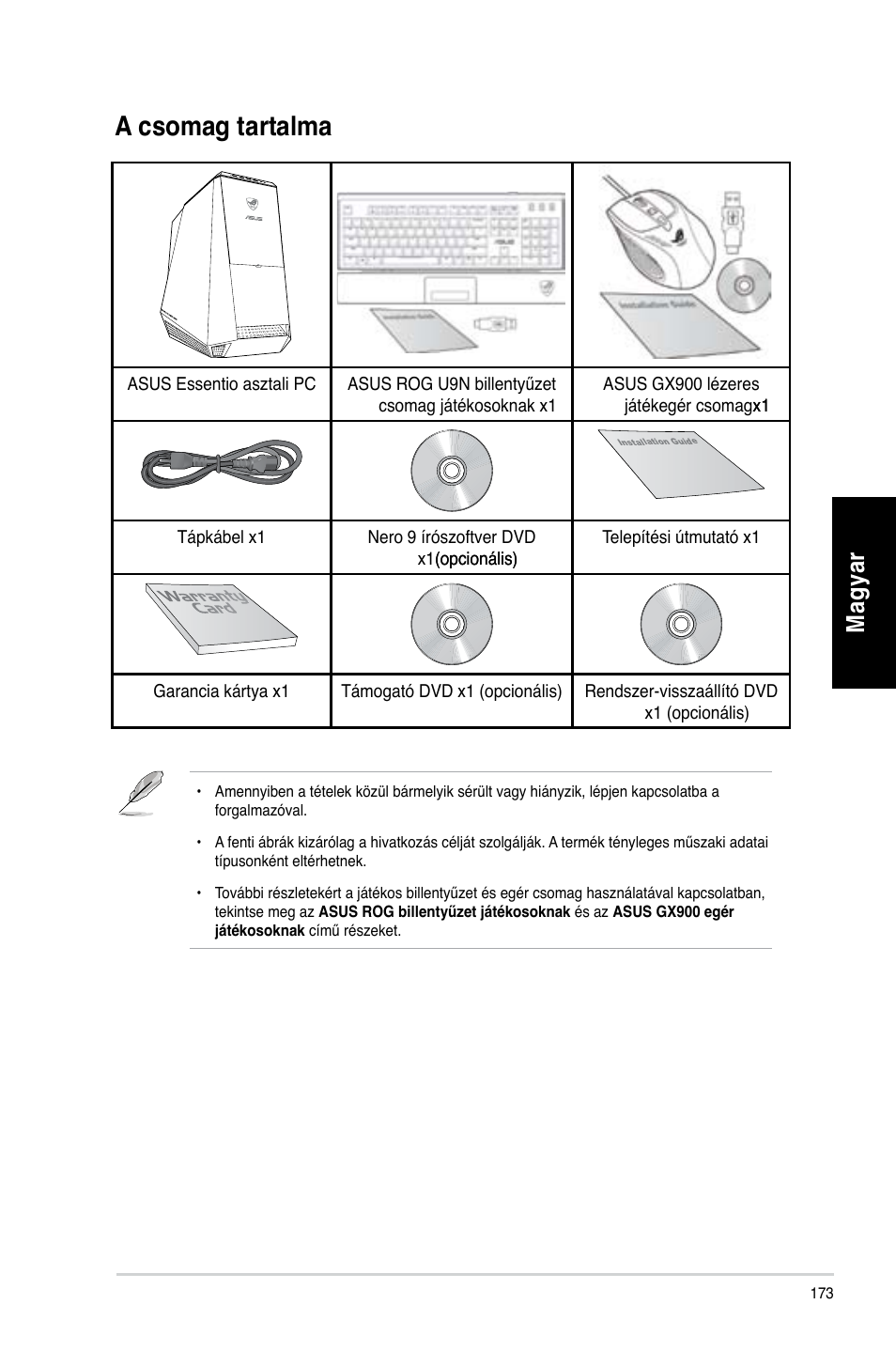 A csomag tartalma, Mag ya r m ag ya r m ag ya r m ag ya r | Asus CG8565 User Manual | Page 173 / 410