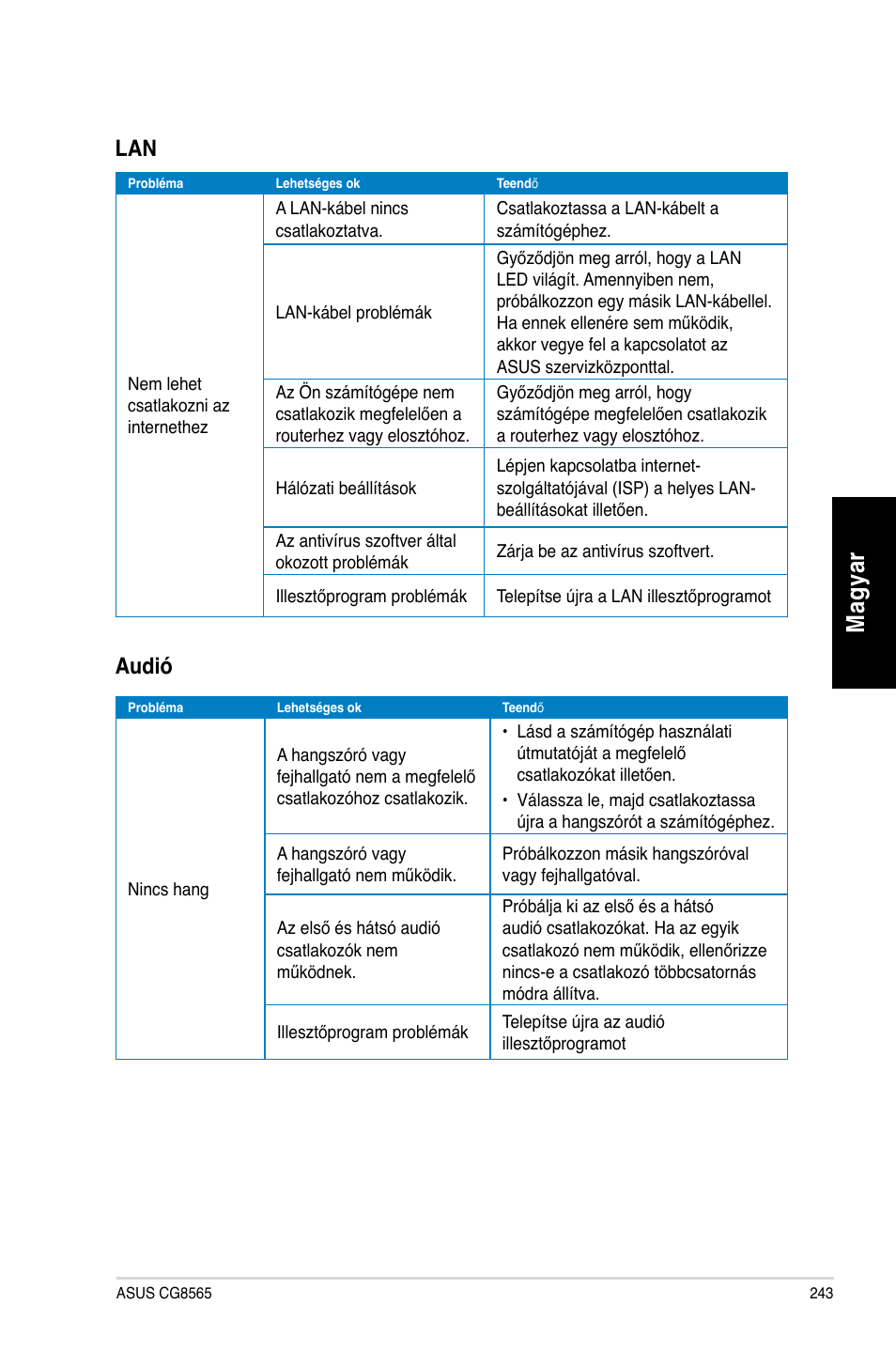 Mag ya r m ag ya r, Audió | Asus CG8565 User Manual | Page 243 / 410