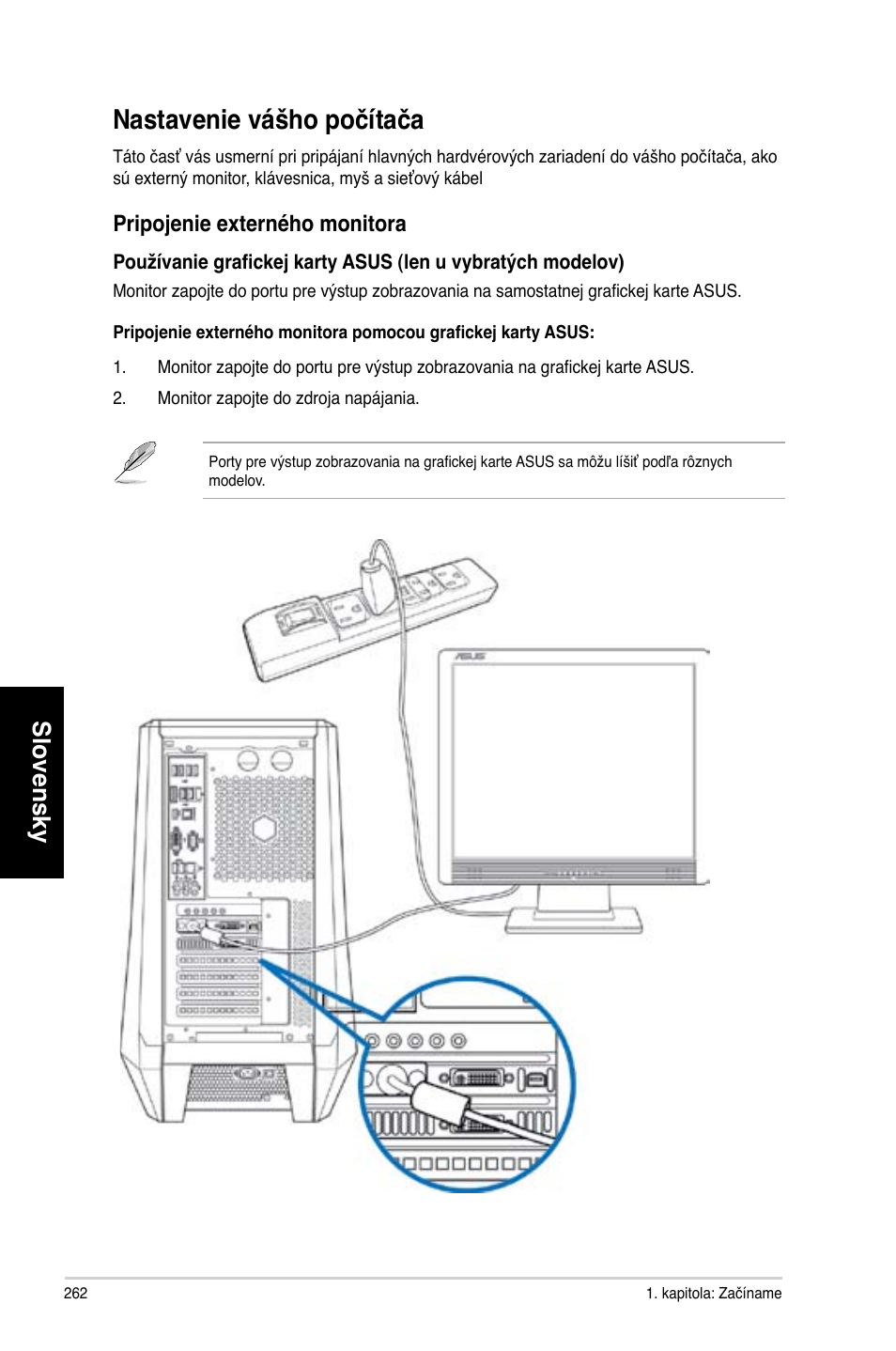 Nastavenie vášho počítača, Slovensky | Asus CG8565 User Manual | Page 262 / 410