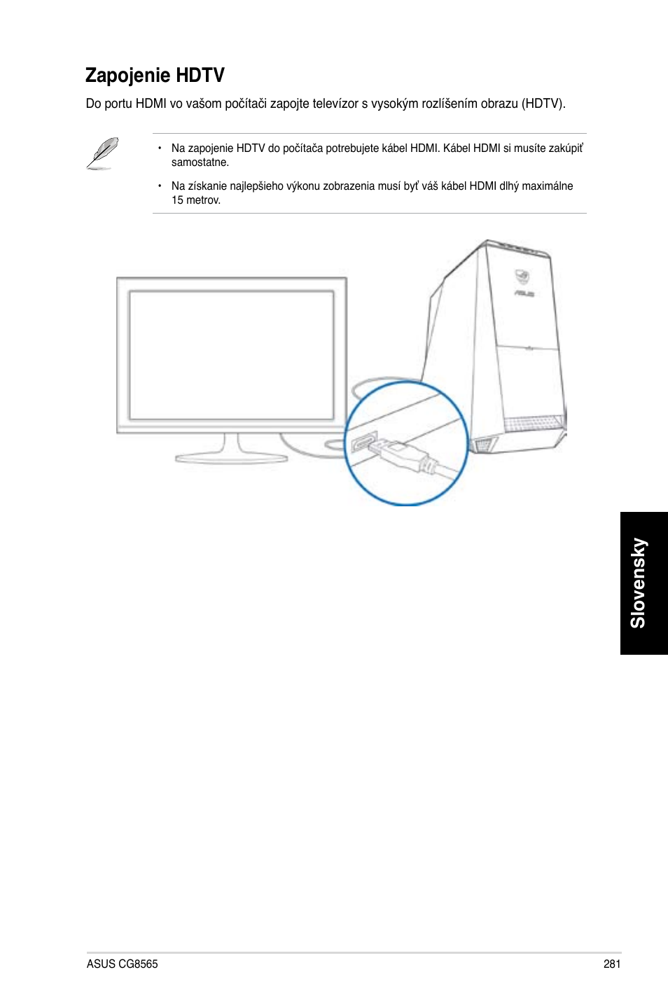 Zapojenie hdtv, Slovensky | Asus CG8565 User Manual | Page 281 / 410