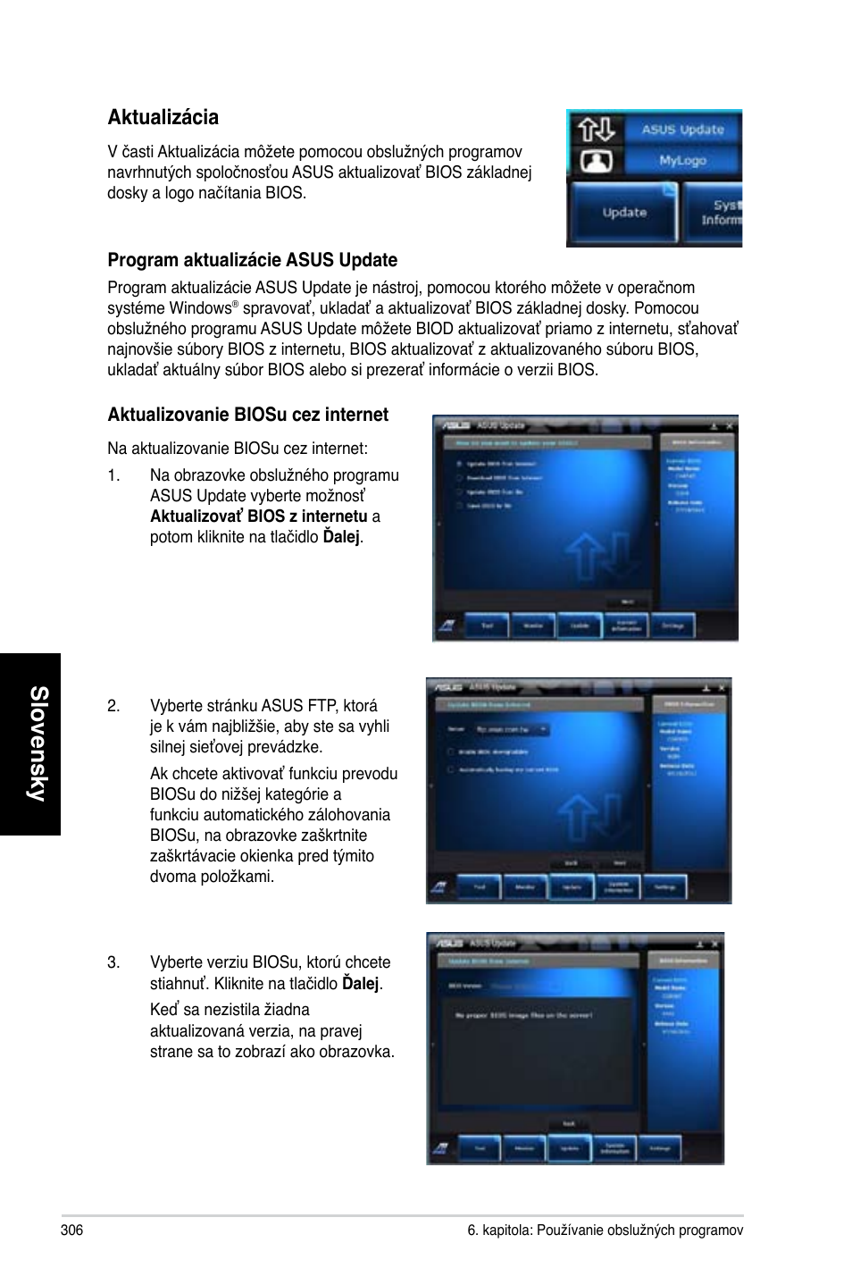 Slovensky, Aktualizácia | Asus CG8565 User Manual | Page 306 / 410