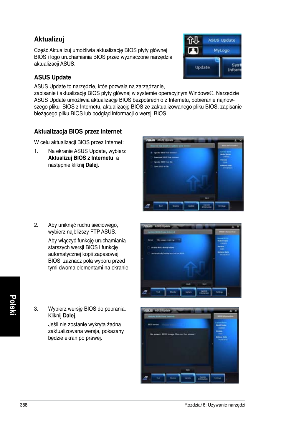 Polski, Aktualizuj | Asus CG8565 User Manual | Page 388 / 410