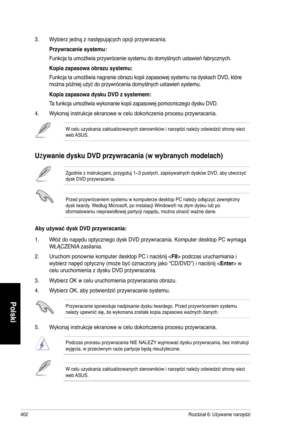 Polski | Asus CG8565 User Manual | Page 402 / 410