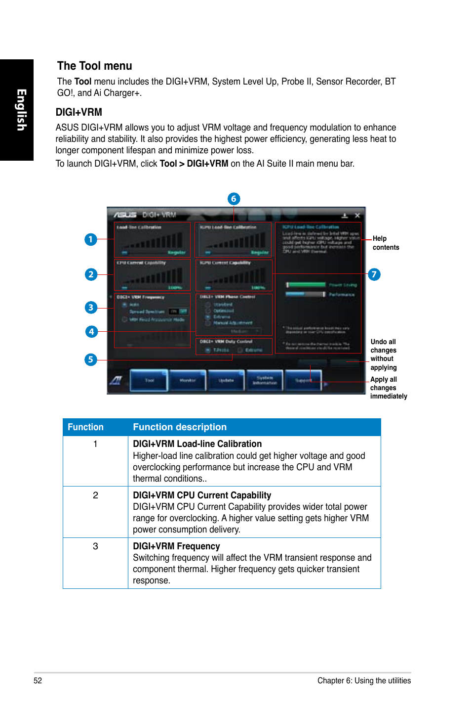 English, The tool menu | Asus CG8565 User Manual | Page 52 / 410