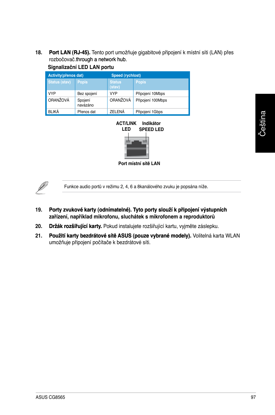 Čeština | Asus CG8565 User Manual | Page 97 / 410