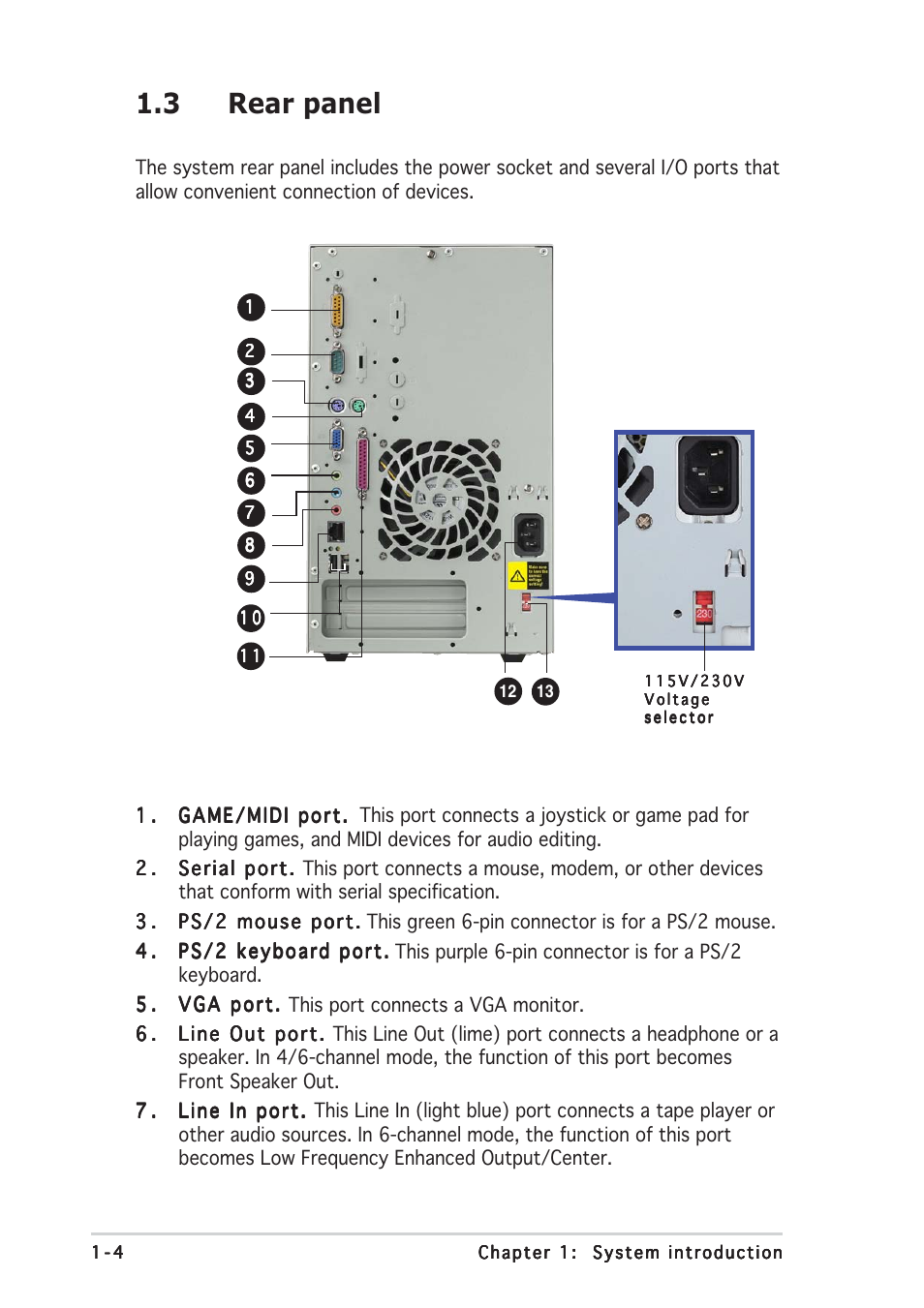 3 rear panel | Asus Terminator C3 User Manual | Page 14 / 94