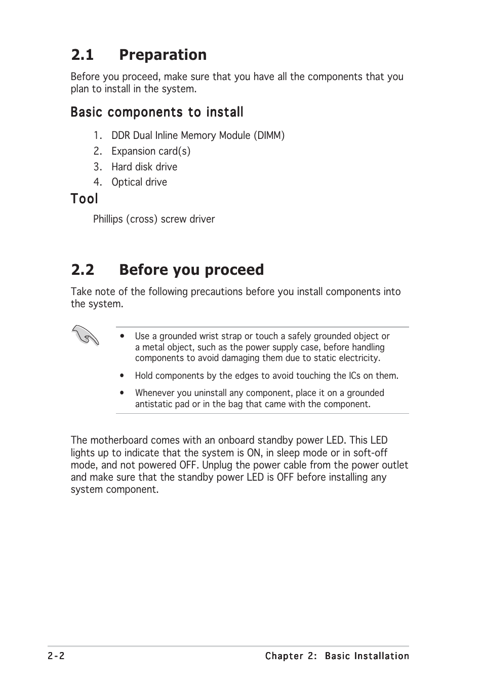 1 preparation, 2 before you proceed | Asus Terminator C3 User Manual | Page 18 / 94