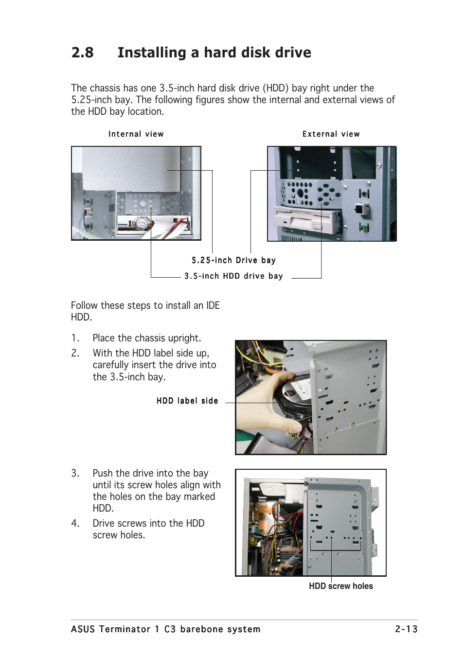 8 installing a hard disk drive | Asus Terminator C3 User Manual | Page 29 / 94