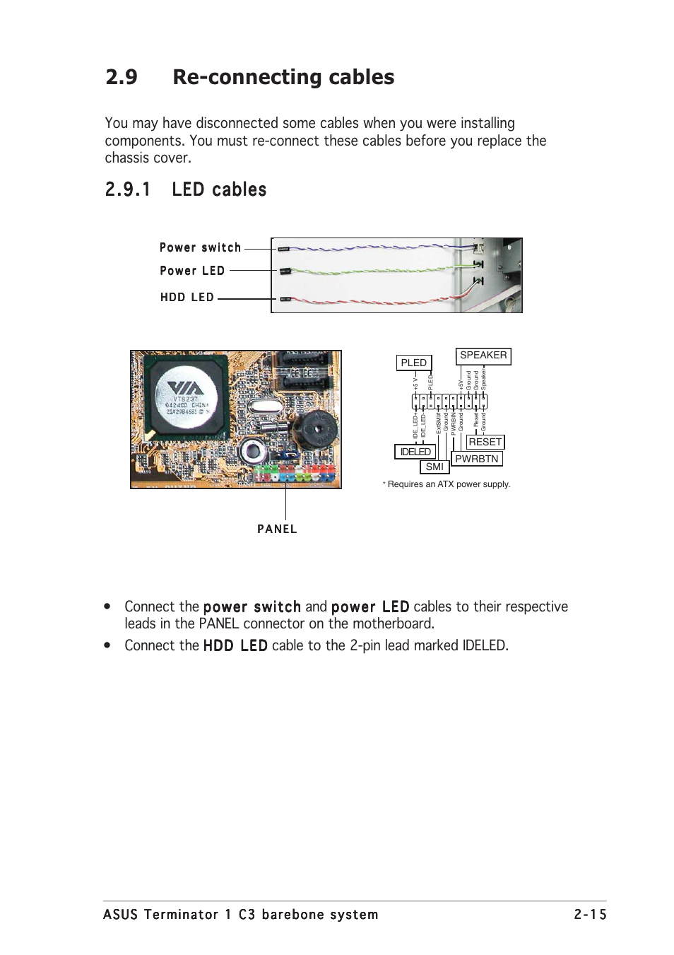 9 re-connecting cables | Asus Terminator C3 User Manual | Page 31 / 94