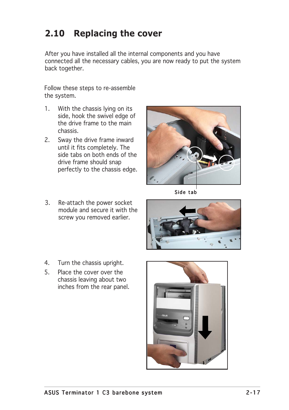 10 replacing the cover | Asus Terminator C3 User Manual | Page 33 / 94