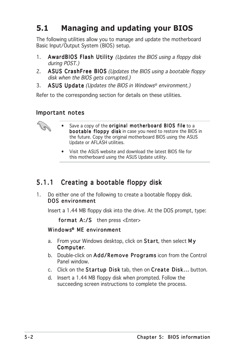 1 managing and updating your bios | Asus Terminator C3 User Manual | Page 64 / 94