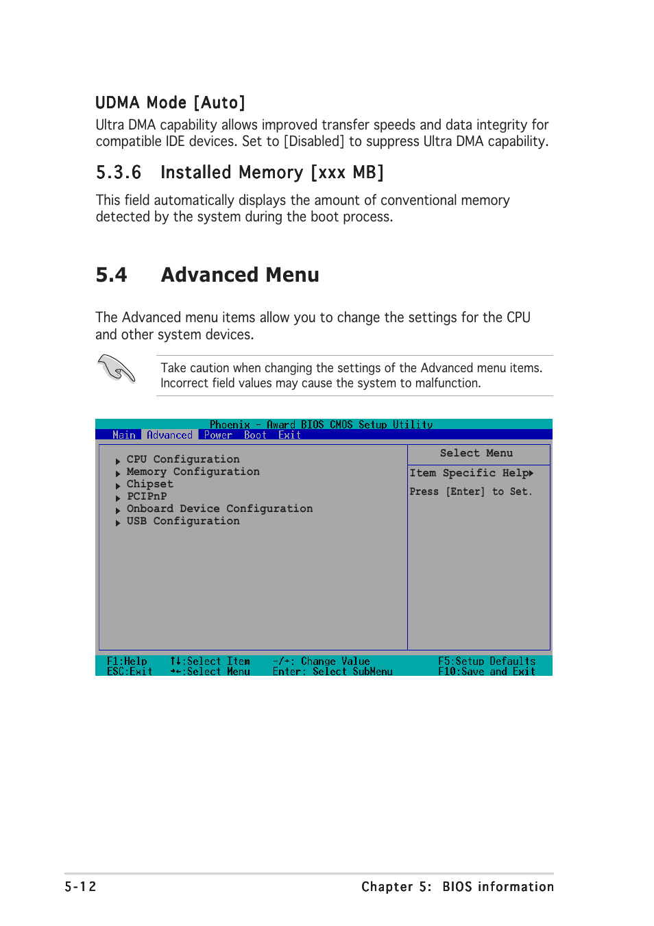 4 advanced menu | Asus Terminator C3 User Manual | Page 74 / 94