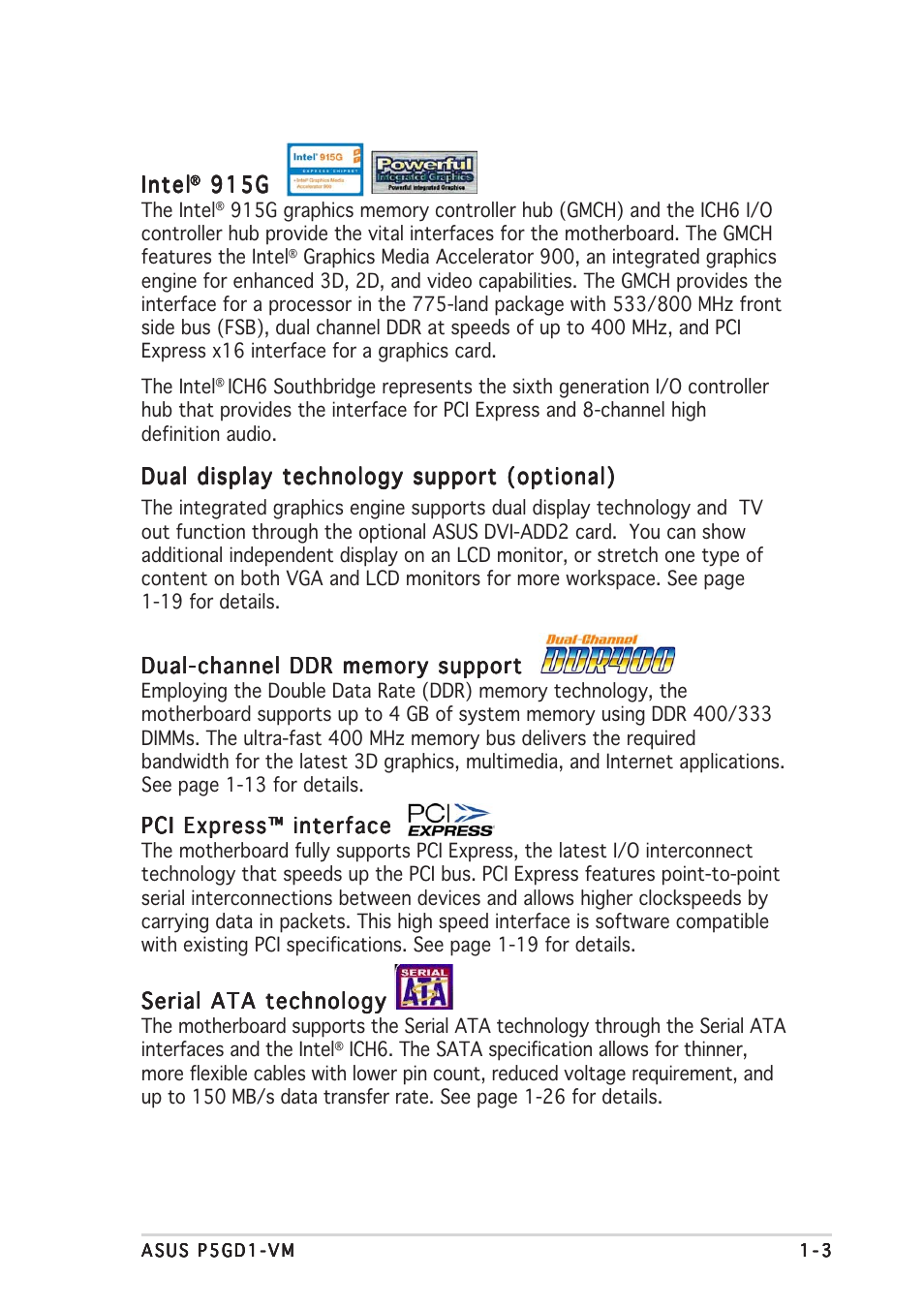 Asus P5GD1-VM User Manual | Page 13 / 88