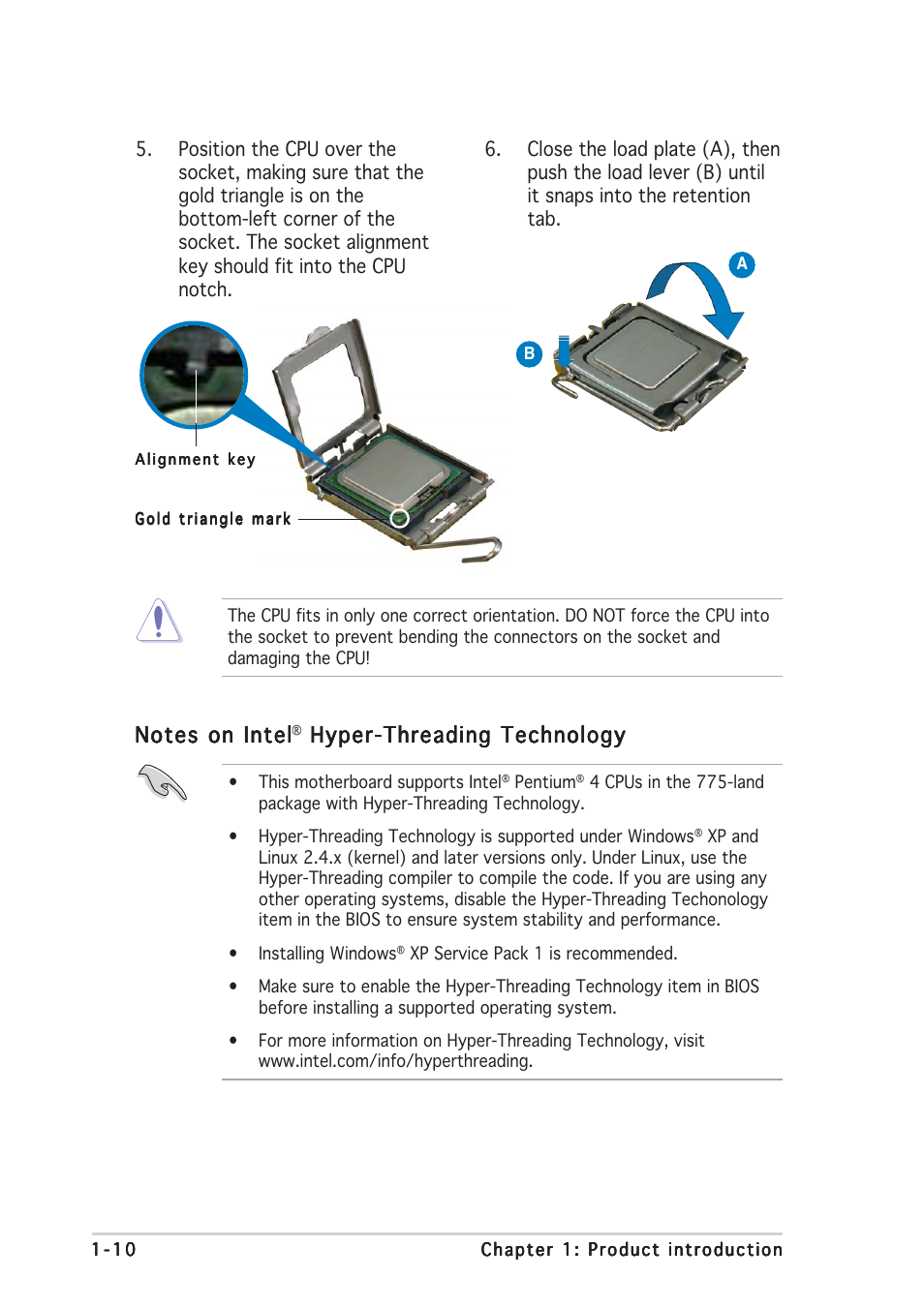 Hyper-threading technology | Asus P5GD1-VM User Manual | Page 20 / 88