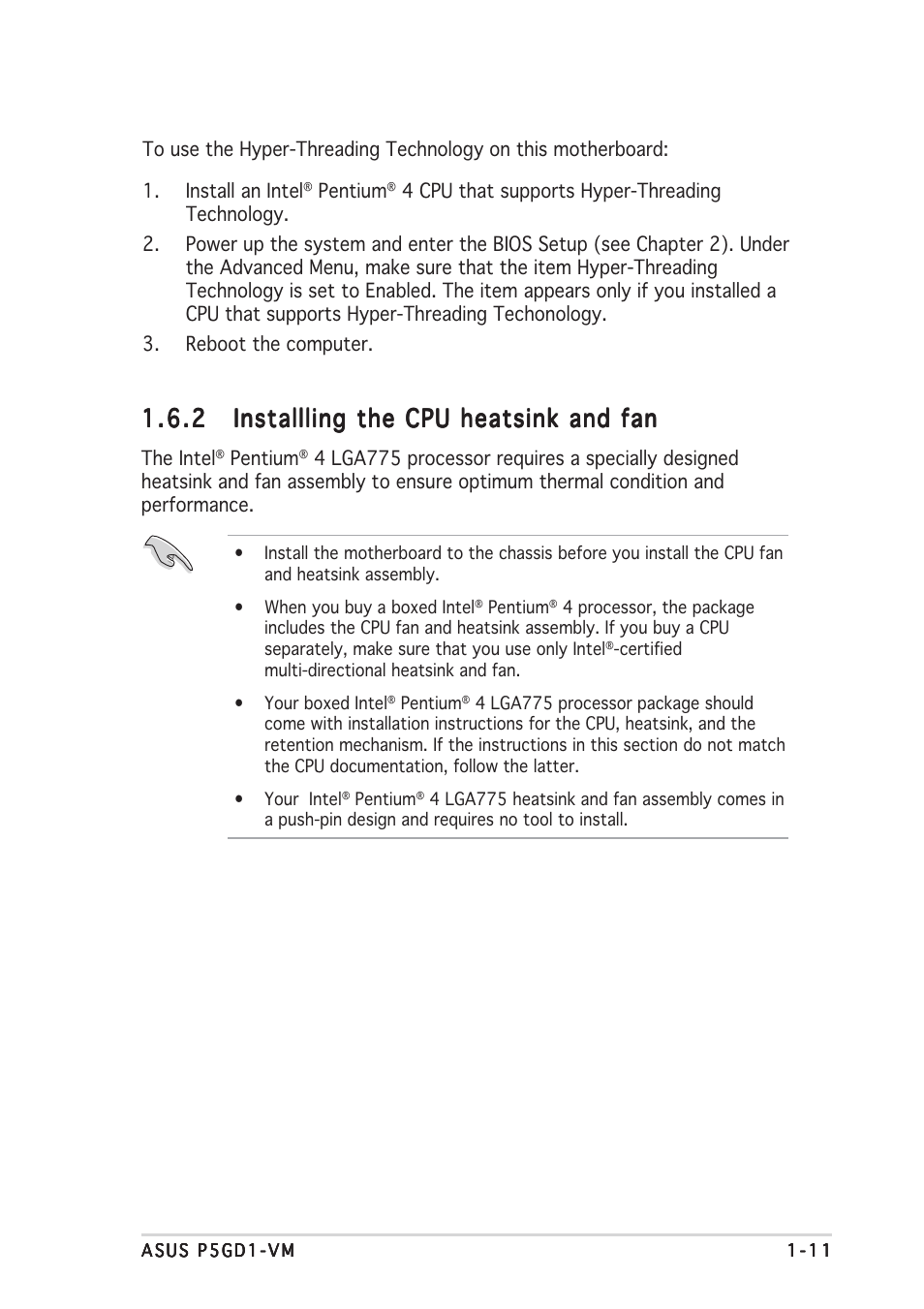 Asus P5GD1-VM User Manual | Page 21 / 88