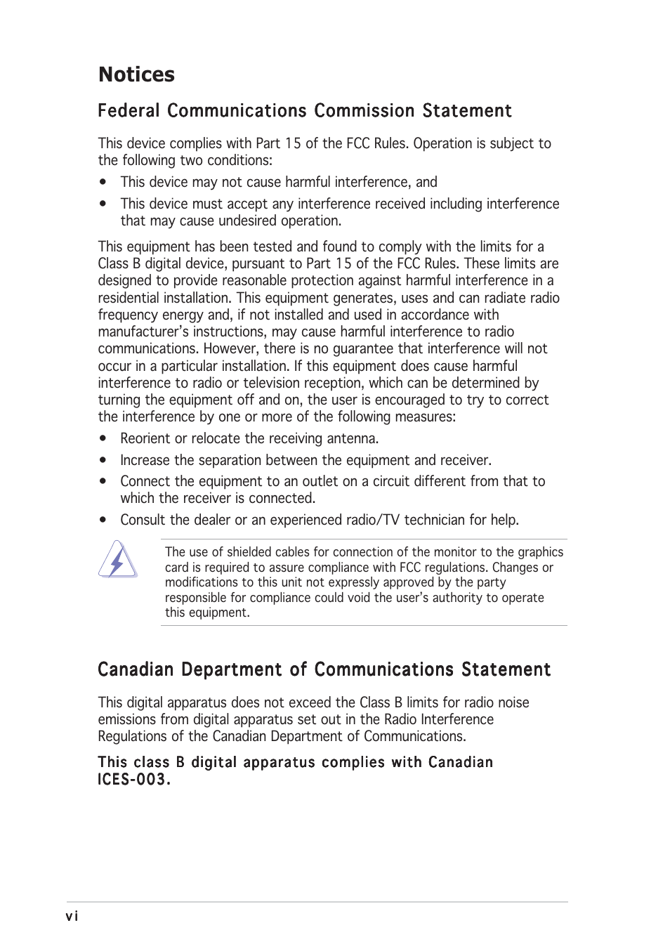 Notices | Asus P5GD1-VM User Manual | Page 6 / 88