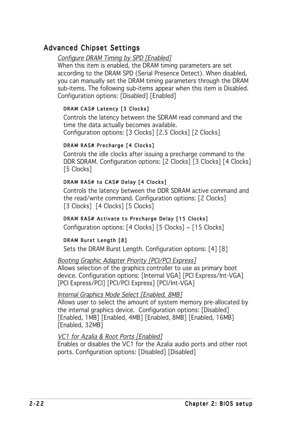 Advanced chipset settings | Asus P5GD1-VM User Manual | Page 66 / 88