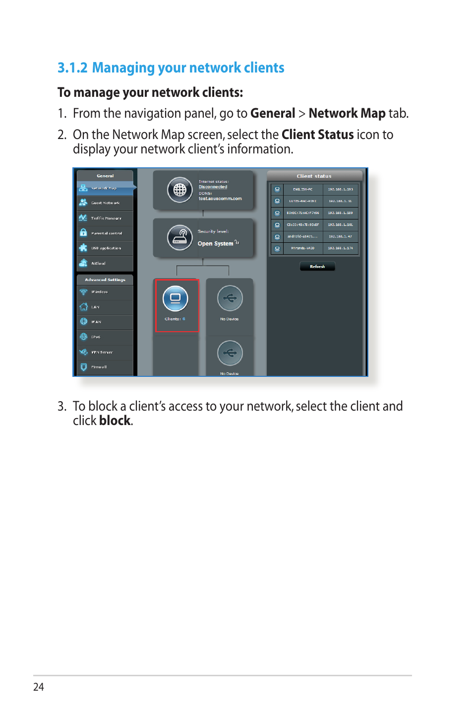 2 managing your network clients | Asus RT-AC66U User Manual | Page 24 / 131