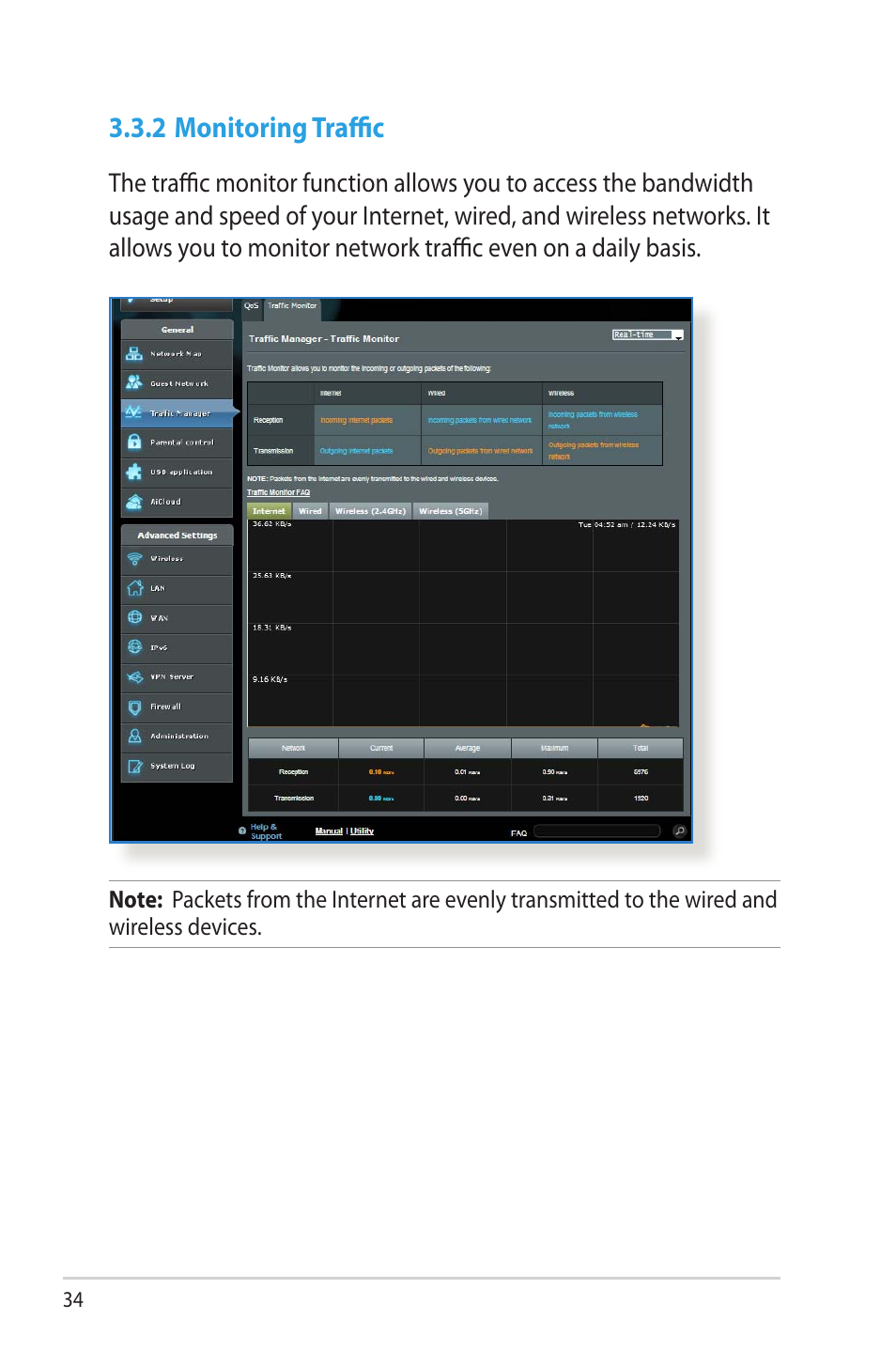 2 monitoring traffic | Asus RT-AC66U User Manual | Page 34 / 131
